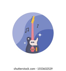  Guitar Vector Illustration. Hotel and Services flat icon style.