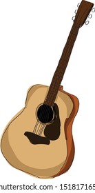 Guitar. Vector illustration of a guitar isolated on white. Hand draw guitar.
