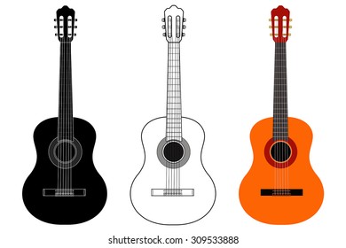 Guitar. Vector Illustration isolated on white background.