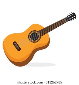 Guitar. Vector illustration of a guitar isolated on white.