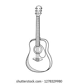 Guitar Vector illustration. Guitar line drawing