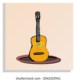 Guitar vector illustration, for music studio room decoration, cafe, restaurant, also for web banner, business presentation, branding package, fabric print, wallpaper, etc.