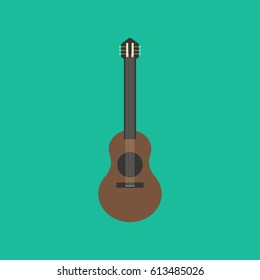 Guitar vector illustration on the green background. Vector illustration