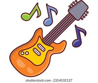 guitar Vector illustration on a transparent background. Premium quality symmbols. Vector line flat icons for concept and graphic design.