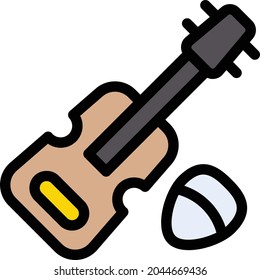 guitar vector line colour icon