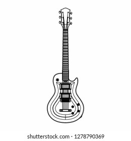 Silhouette Outline Bass Guitar Vector Illustration: Stock-Vektorgrafik