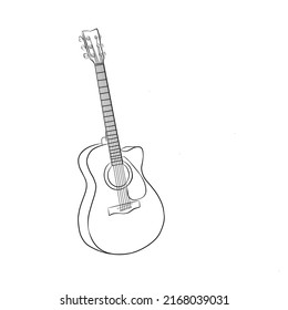 Gitarren-Vektorgrafik-Umriss für Werbedesign-Konzepte in der akustischen Musik-Event-Flyer