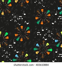 Guitar vector. Guitar seamless pattern. Vector music instruments