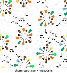 Guitar vector. Guitar seamless pattern. Vector music instruments
