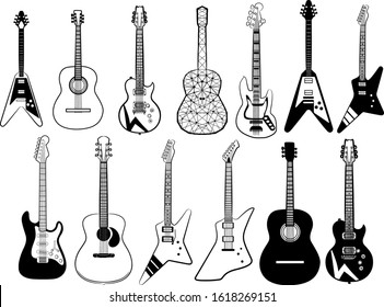 Guitar vector set collection graphic clipart design