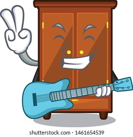 With guitar wardrobe isolated in the a cartoon