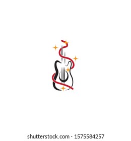Guitar  Wave Logo Template vector symbol nature