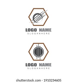 Guitar  Wave Logo Template vector symbol nature