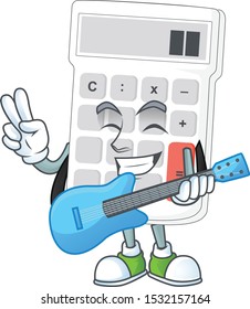 With guitar white calculator in the character mascot