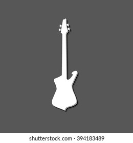 Guitar - white vector icon  with shadow