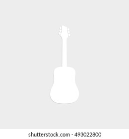 Guitar - white vector  icon with shadow