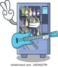 With guitar wine vending machine isolated with character