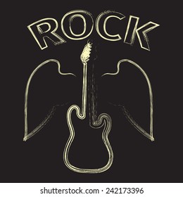 Guitar with wings on a black background