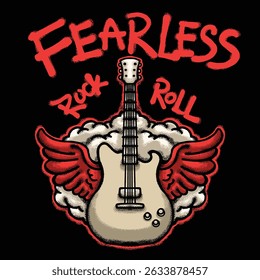 Guitar with Wings Urban Streetwear t shirt design