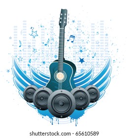 guitar and wings,music theme background