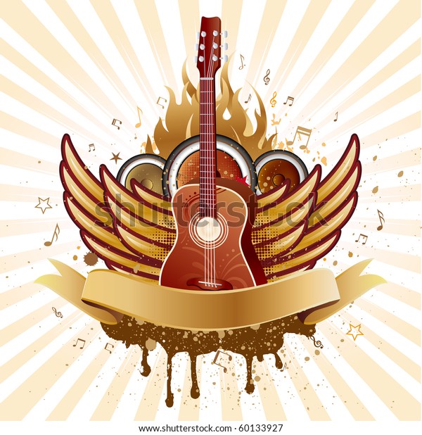 Guitar Wingsmusic Theme Background Stock Vector (Royalty Free) 60133927