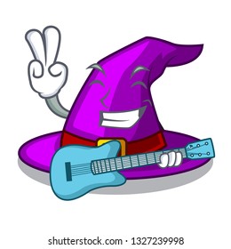 With guitar witch hat isolated with the mascot