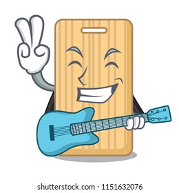 With guitar wooden cutting board mascot cartoon