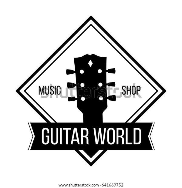 Guitar World Logo Guitars Neck Head стоковая векторная графика (без