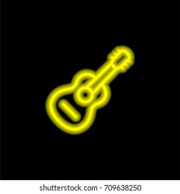 Guitar yellow glowing neon ui ux icon. Glowing sign logo vector