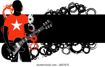 guitarist against retro grungy background simply can change colors