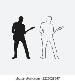 Guitarist artist silhouette outline vector art