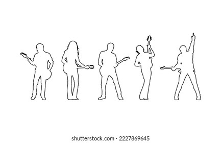 Guitarist artists outline vector art