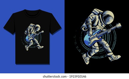 guitarist astronaut performance vector illustration