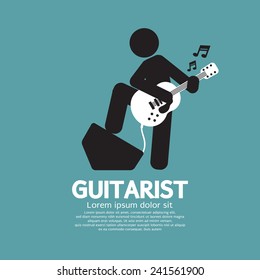 Guitarist Black Symbol Graphic Vector Illustration