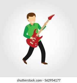 Guitarist Character Design Vector. Cartoon Style 