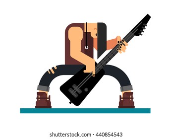 Guitarist character flat illustration