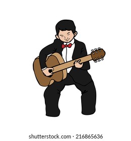 Guitarist classical show cartoon character