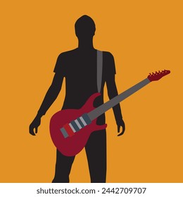 guitarist design, vector illustration eps10 graphic. For the design of illustrations, prints and interiors in a musical style