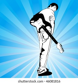 guitarist with electric guitar vector illustration