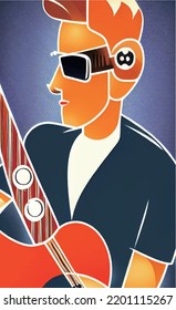 Guitarist Guitar Recital Poster Vector Illustration