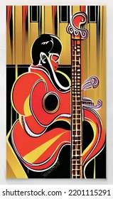 Guitarist Guitar Recital Poster Vector Illustration