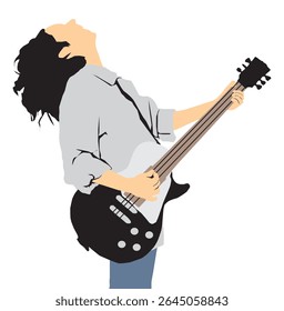guitarrista meio isolado no vetor branco