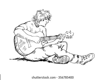 Guitarist, Hand drawing illustration.