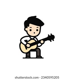 Guitarist icon logo vector design.