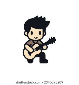 Guitarist icon logo vector design.