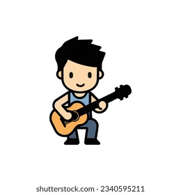 Guitarist icon logo vector design.