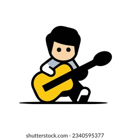 Guitarist icon logo vector design.