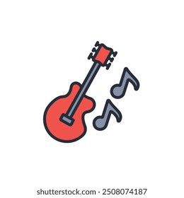 Gitarrensymbol. vector.Editable stroke.linear style Zeichen zur Verwendung Web-Design, logo.Symbol-Illustration.