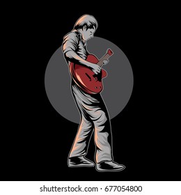 guitarist illustration background black