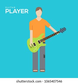 guitarist illustration symbol object. Flat icon style concept design